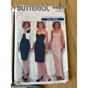 VTG 80s Sew Pattern Retro Prom Glam Rock Strapless Dress Formal Cocktail Party